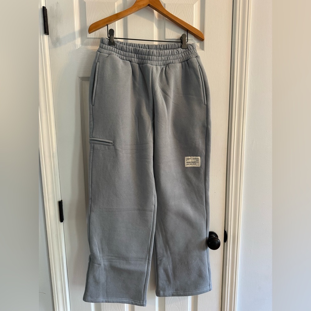 Relaxed Grey Track Pants with Utility Pocket